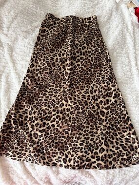 &merci Leopard Print A-Line Midi Skirt - Brown